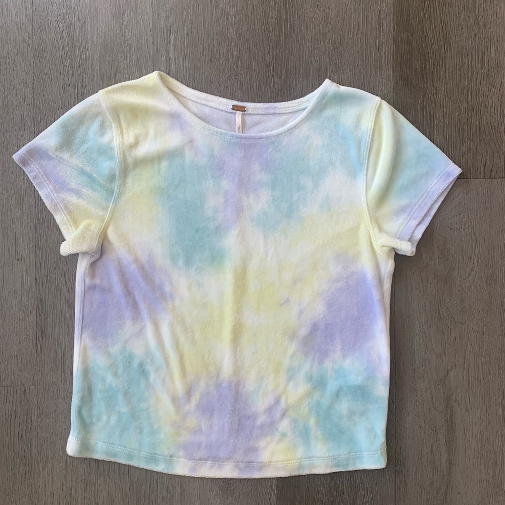 Size S Free People Velour Pastel Tie-Dye Crop Top